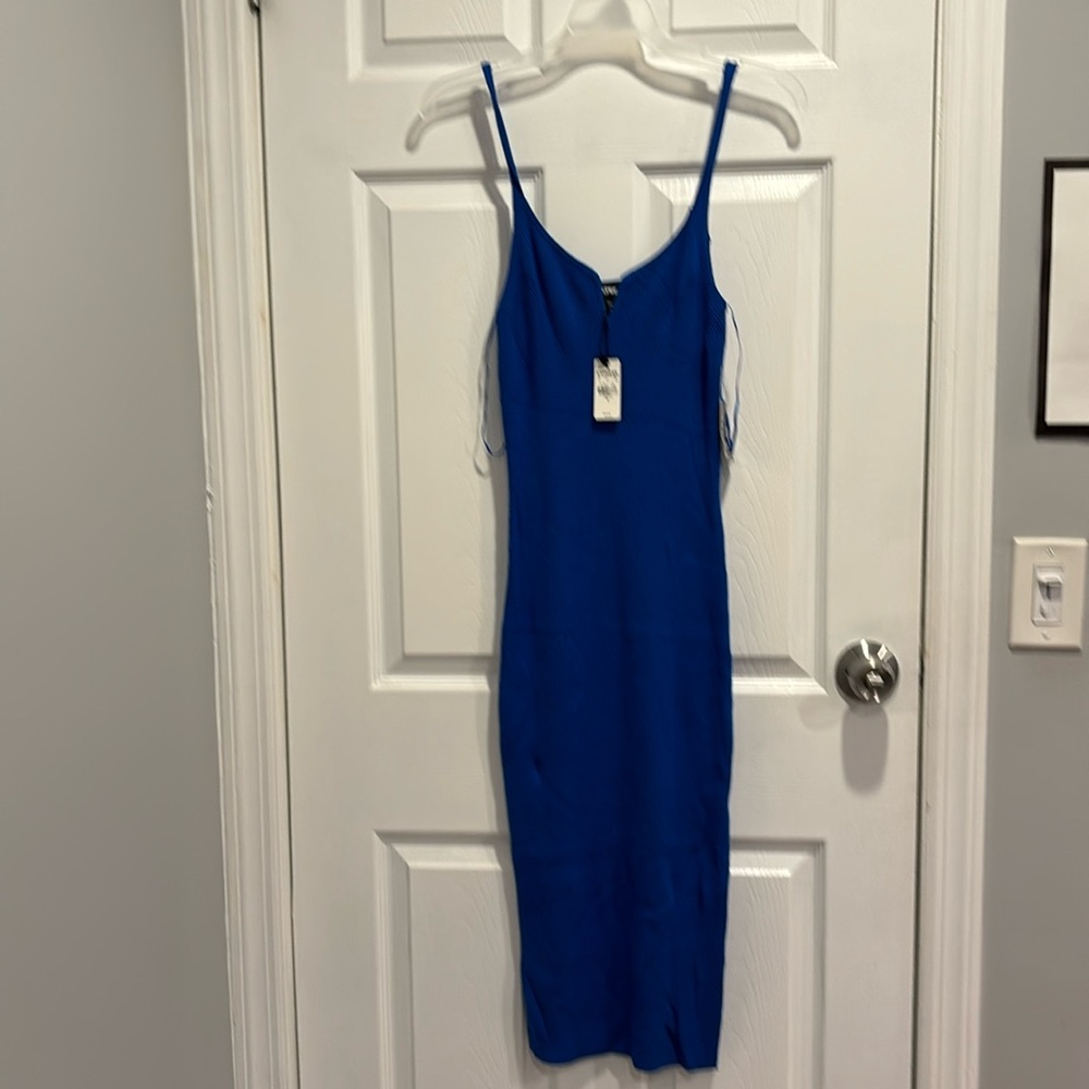 Blue sweater dress